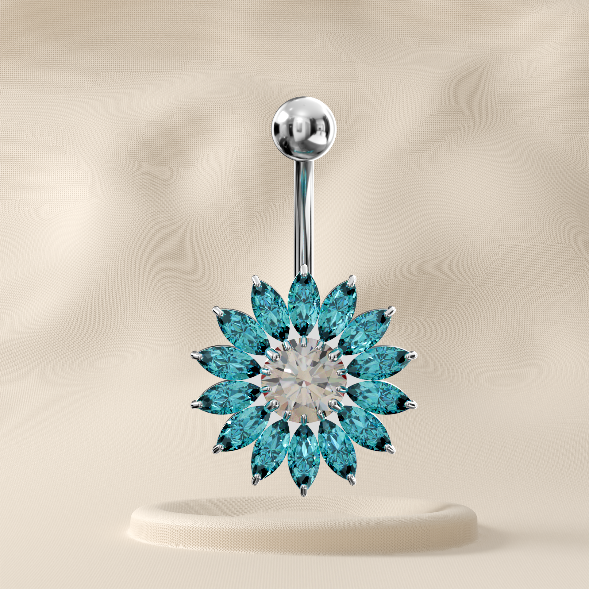 Sunflower - Sterling Silver Belly Ring