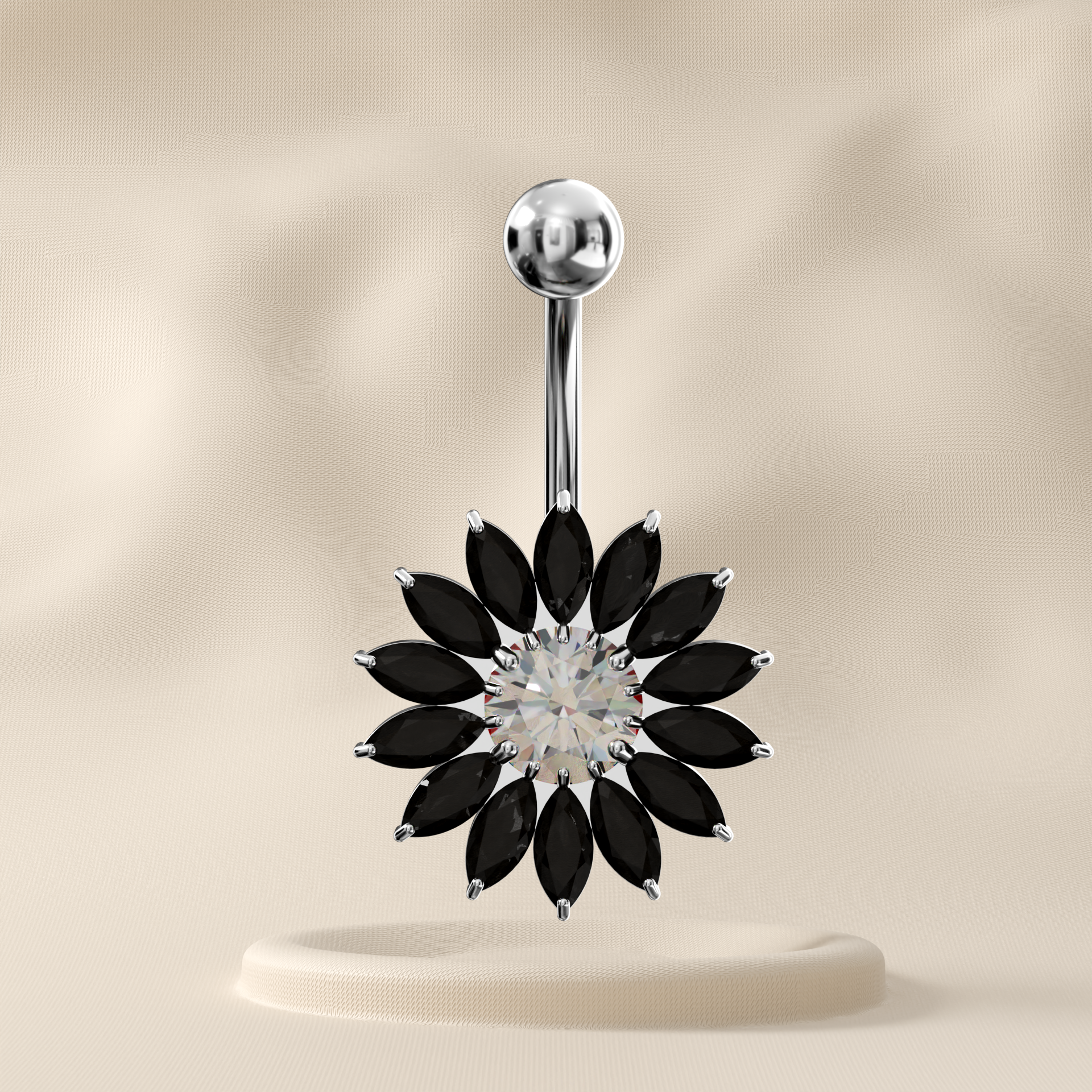 Sunflower - Sterling Silver Belly Ring
