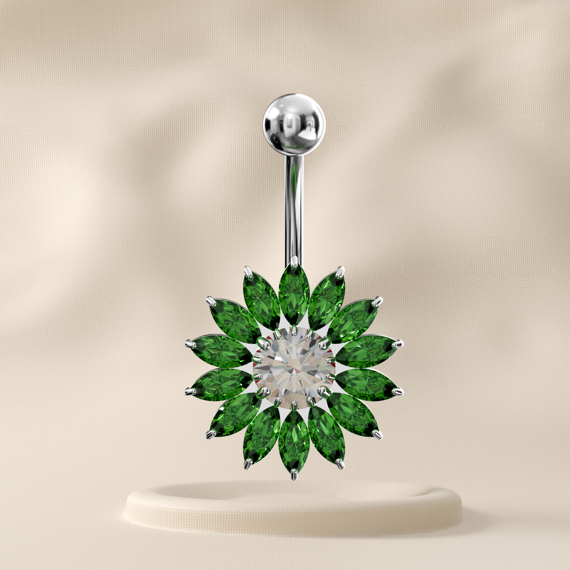 Sunflower - Sterling Silver Belly Ring