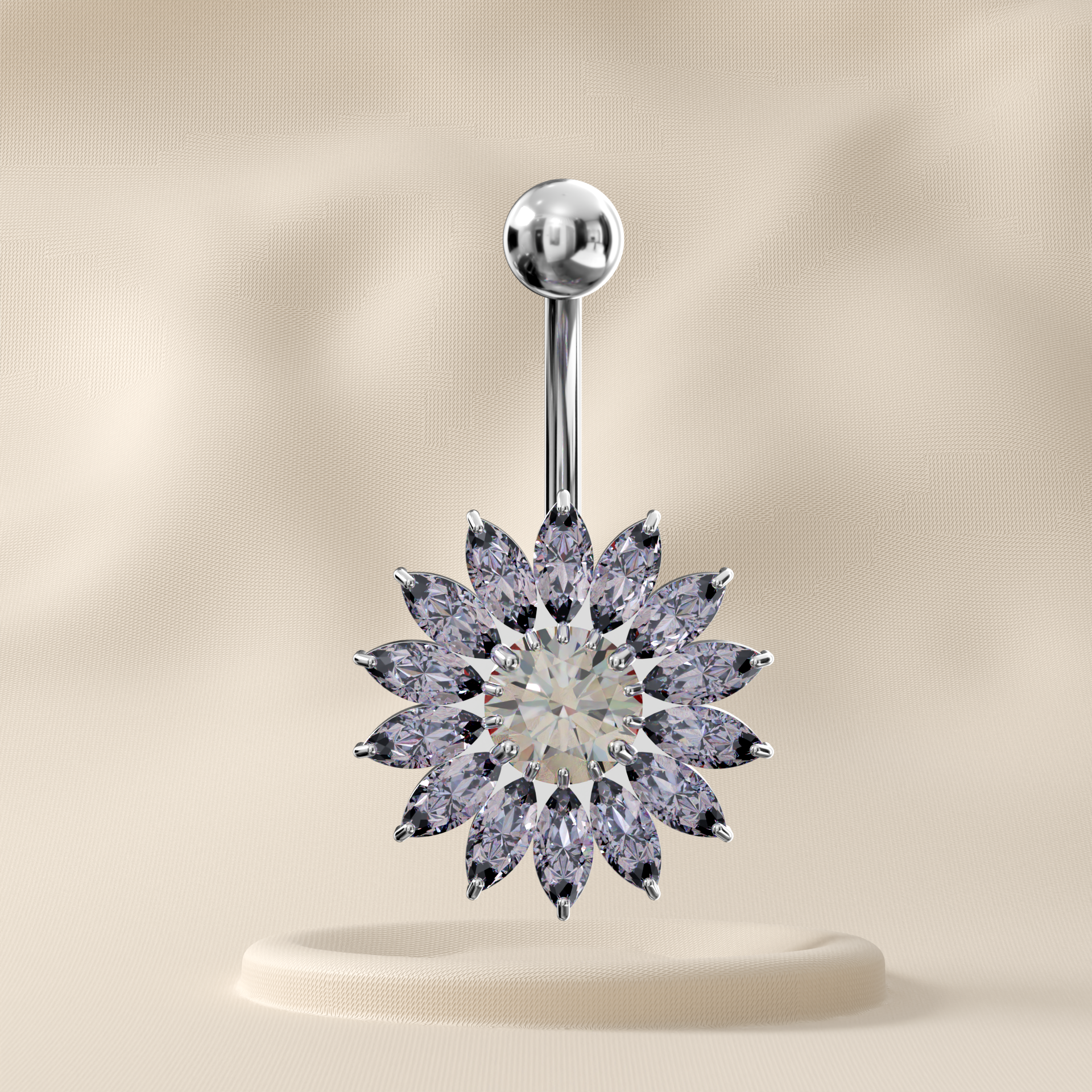 Sunflower - Sterling Silver Belly Ring