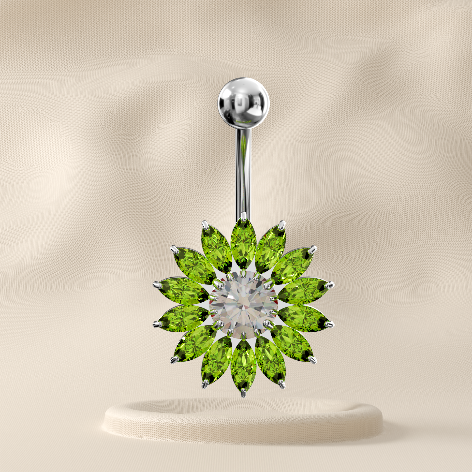 Sunflower - Sterling Silver Belly Ring