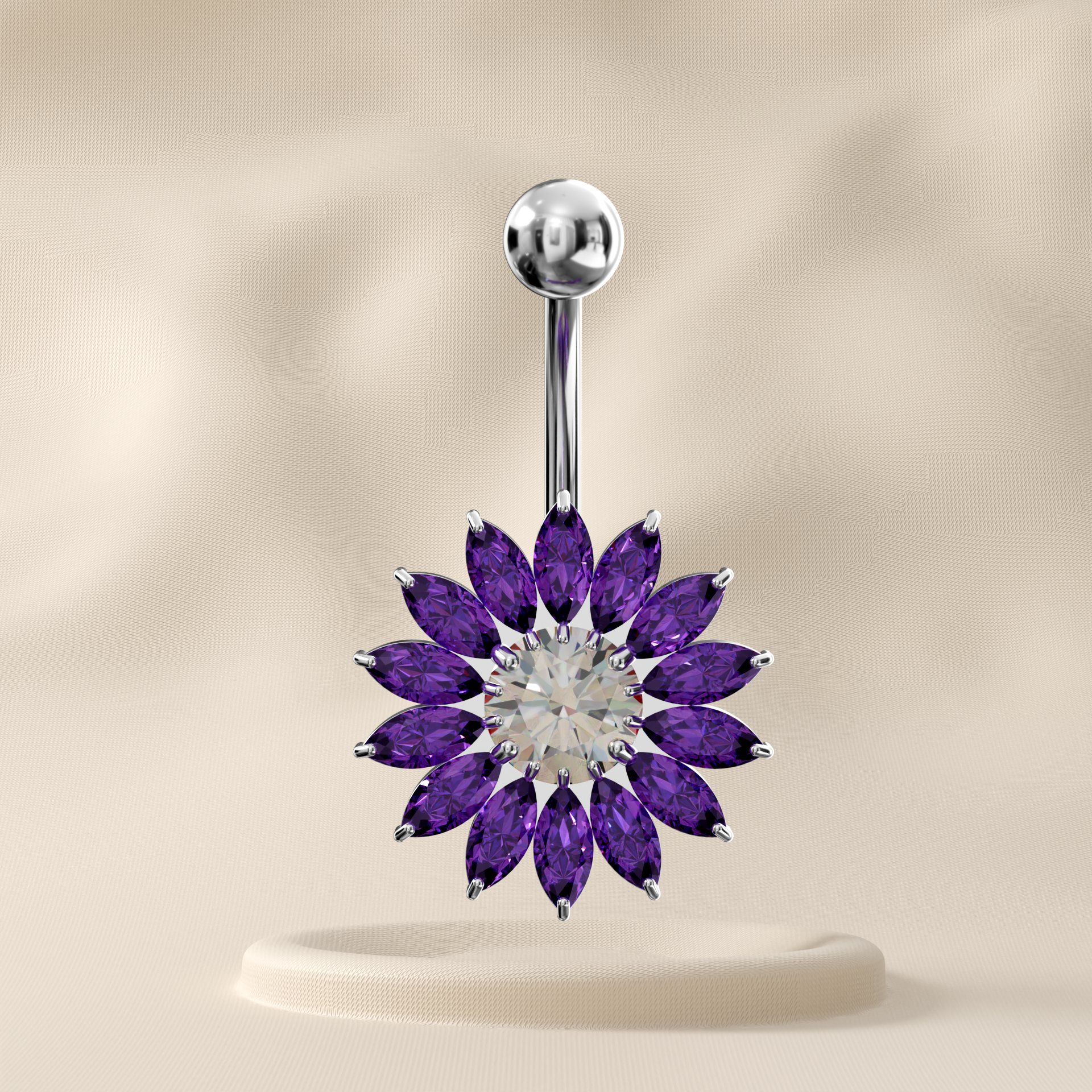 Sunflower - Sterling Silver Belly Ring
