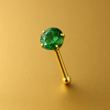 Meadow - 9K Solid Gold Emerald Jewelled Nose Bone