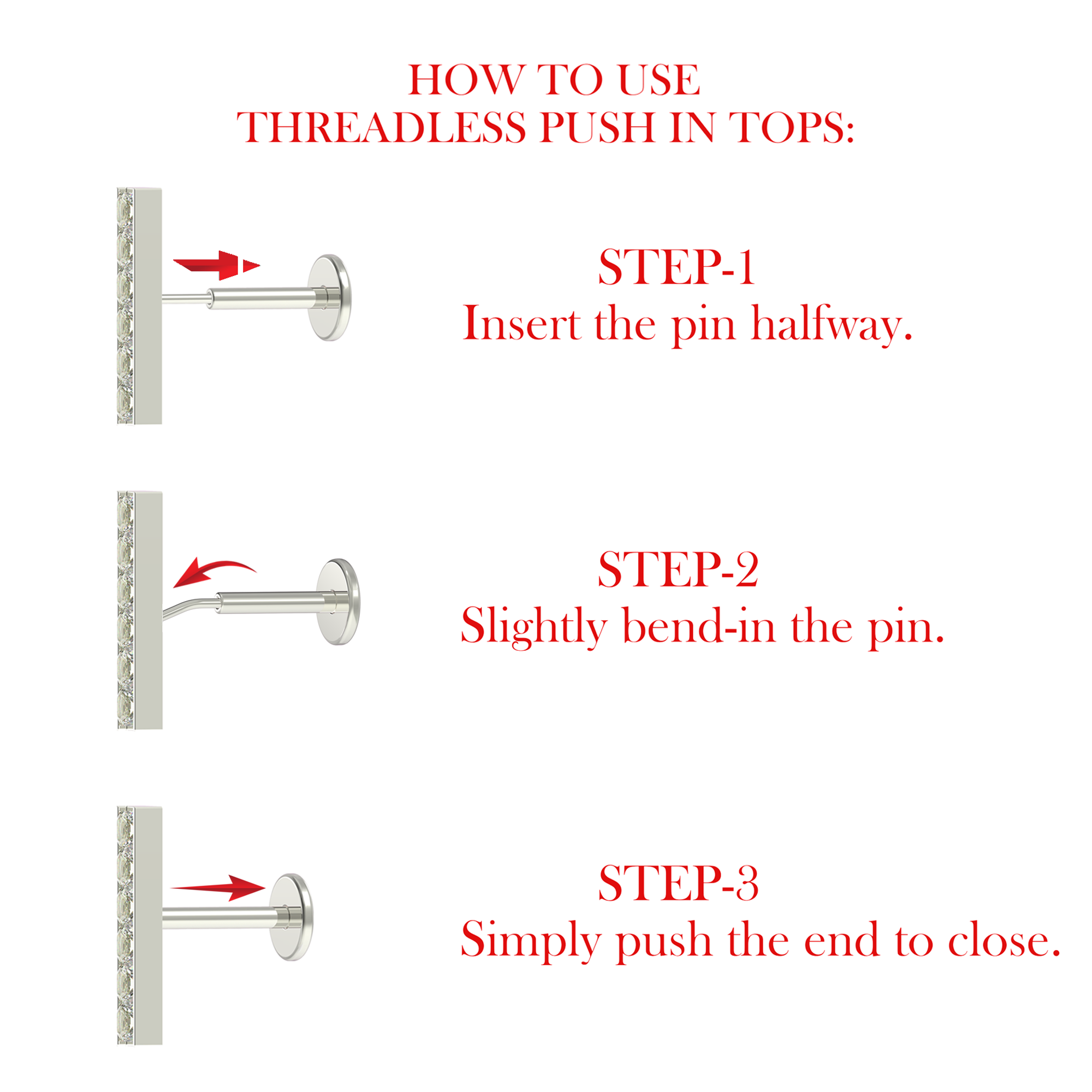 G23 Grade Titanium CZ Jewelled Evil Eye Push-Fit Flat Back - Monster Piercing